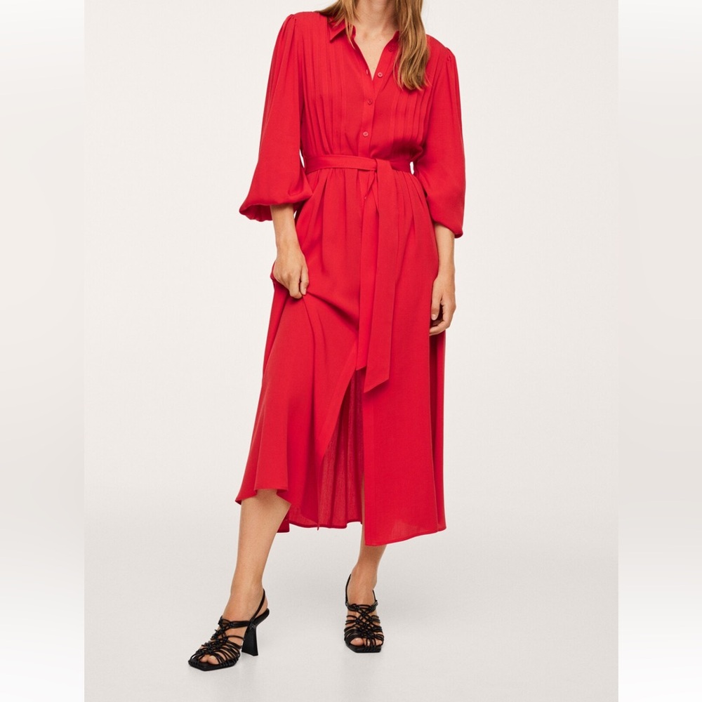 MANGO LYOCELL PLEATED DRESS.